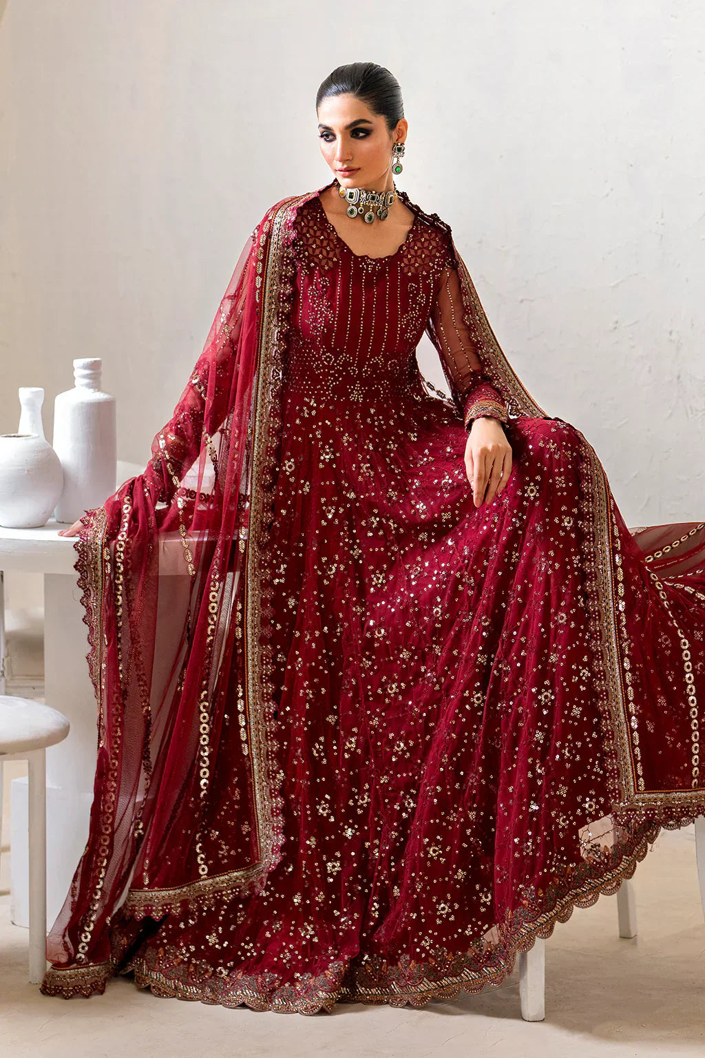 IZNIK Chinon Vol-02 Embroidered Net 3Pc Suit CC-49 - House Of Hania