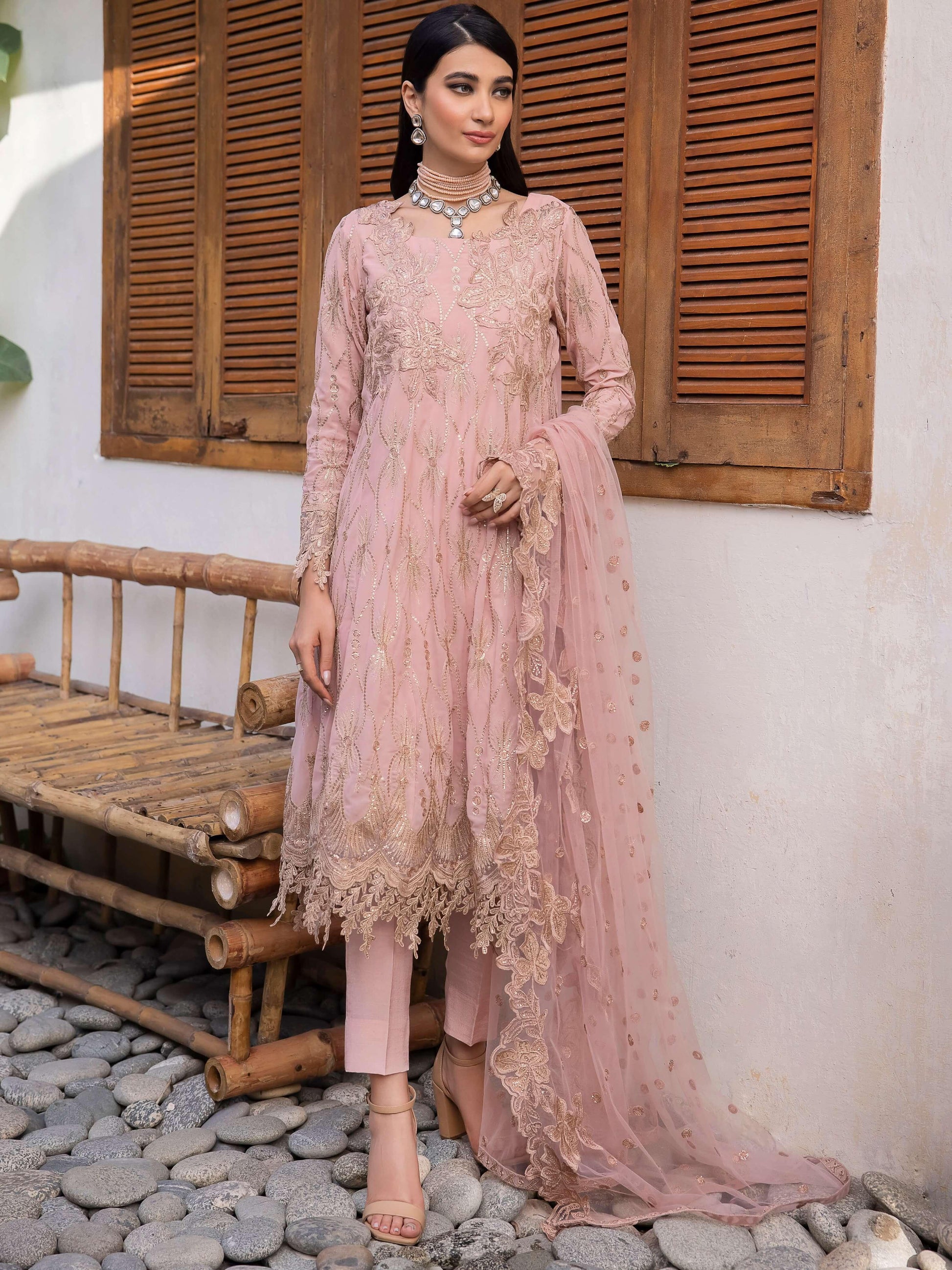 IZNIK Chinon Vol-03 Embroidered Chiffon 3Pc Suit CC-22 Oriana - House Of Hania