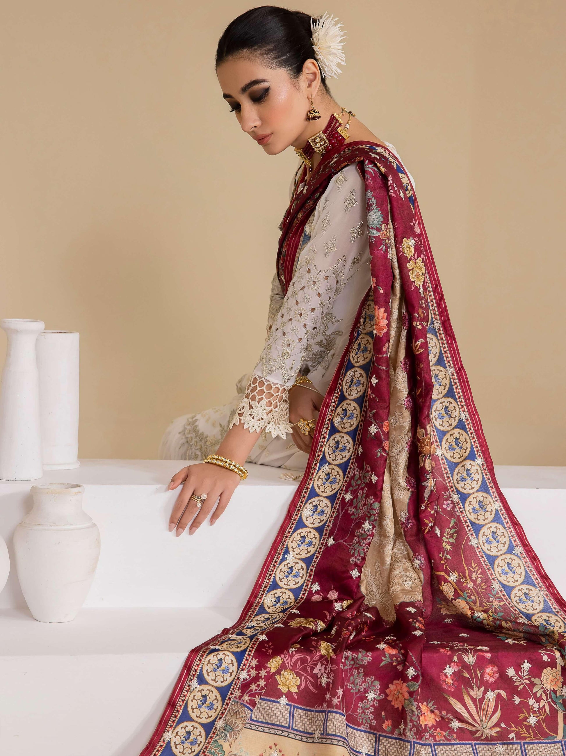 IZNIK Chinon Vol-03 Embroidered Chiffon 3Pc Suit CC-24 Bianca - House Of Hania