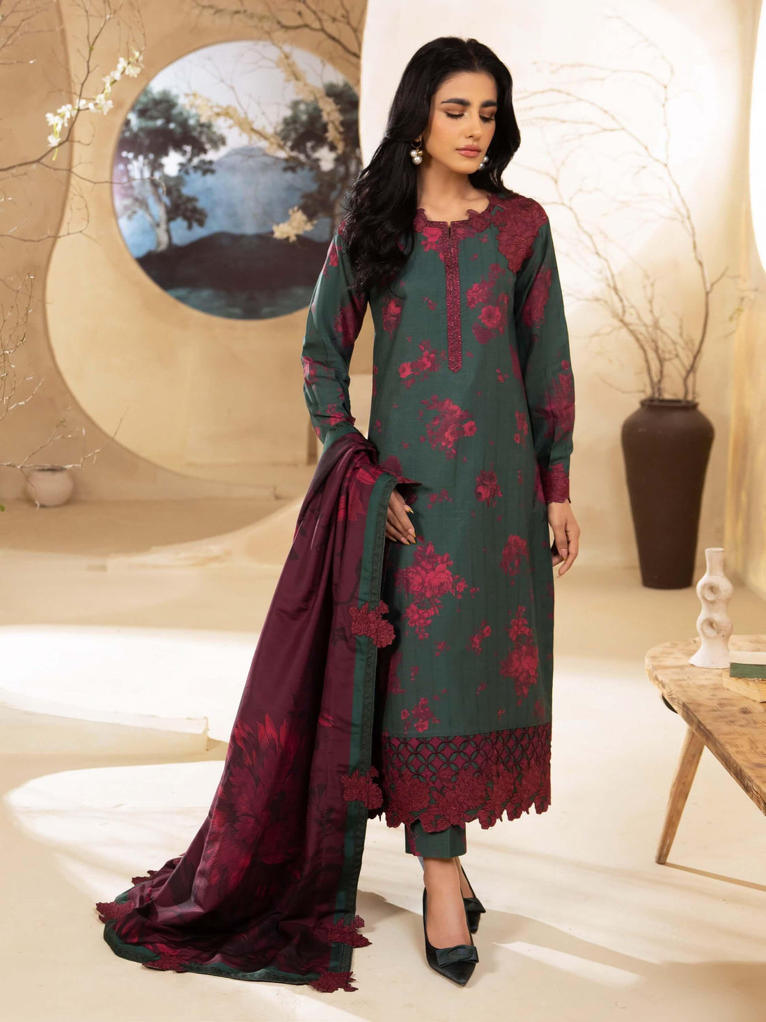 IZNIK Embroidered Winter Viscose 3Pc Suit ILW-08 Carina - House Of Hania