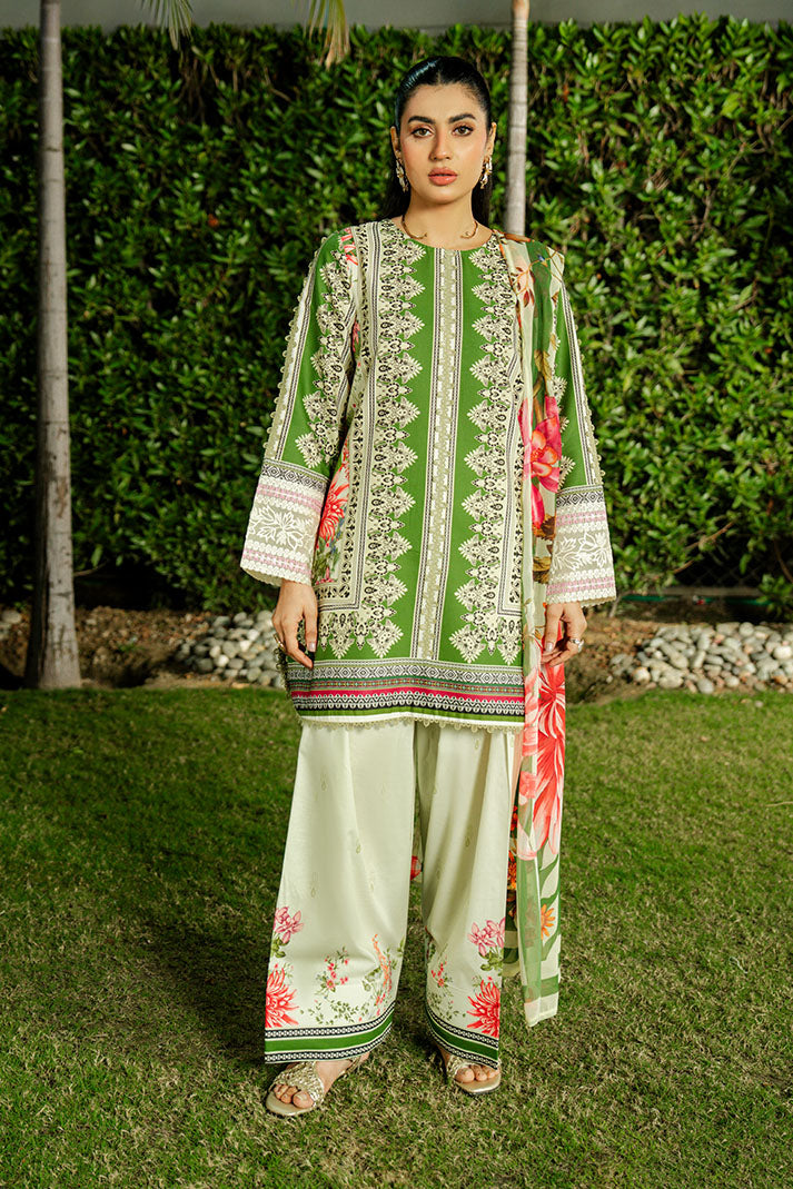 Imrozia Premium | Dahlia Lawn | SL-122 Olive Jardin - House Of Hania