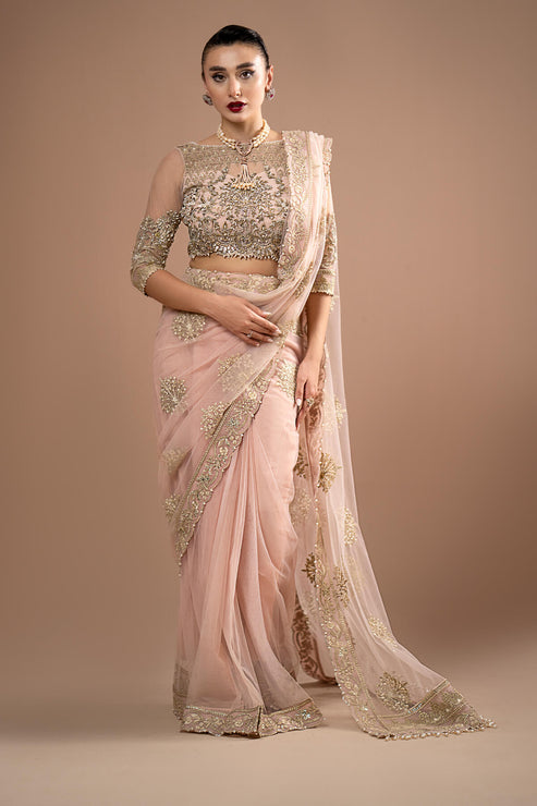 Imrozia Premium | Lumiere Luxury Sarees | 01 Rose Clair - House Of Hania
