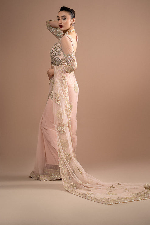 Imrozia Premium | Lumiere Luxury Sarees | 01 Rose Clair - House Of Hania
