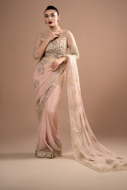 Imrozia Premium | Lumiere Luxury Sarees | 01 Rose Clair - House Of Hania