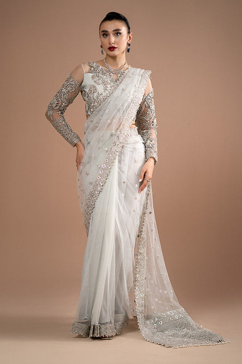 Imrozia Premium | Lumiere Luxury Sarees | 07 Misty Grey - House Of Hania