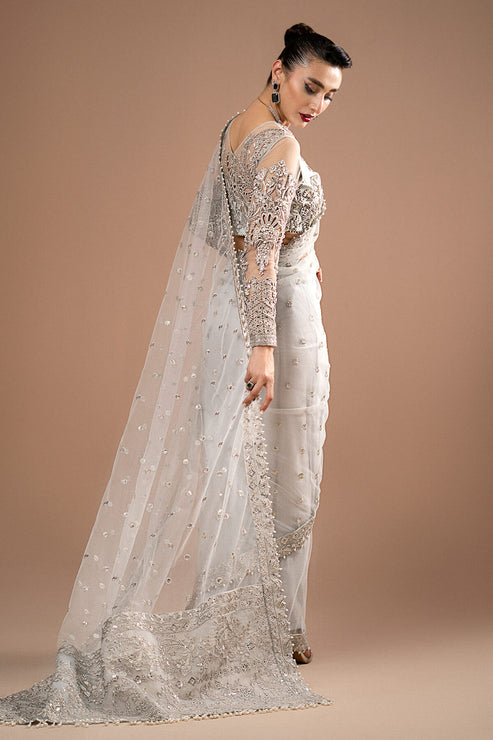 Imrozia Premium | Lumiere Luxury Sarees | 07 Misty Grey - House Of Hania