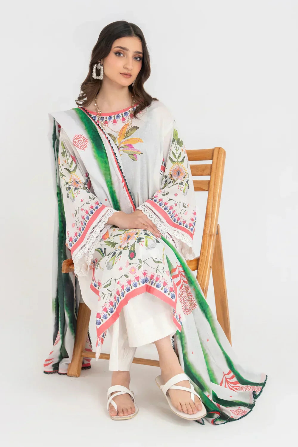 Ittehad | Printed Lawn 24 | IP3P05-3PS-OWH - House Of Hania