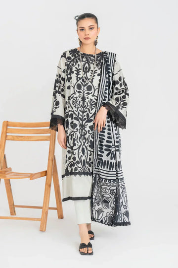 Ittehad | Printed Lawn 24 | IP3P08-3PS-LGY - House Of Hania