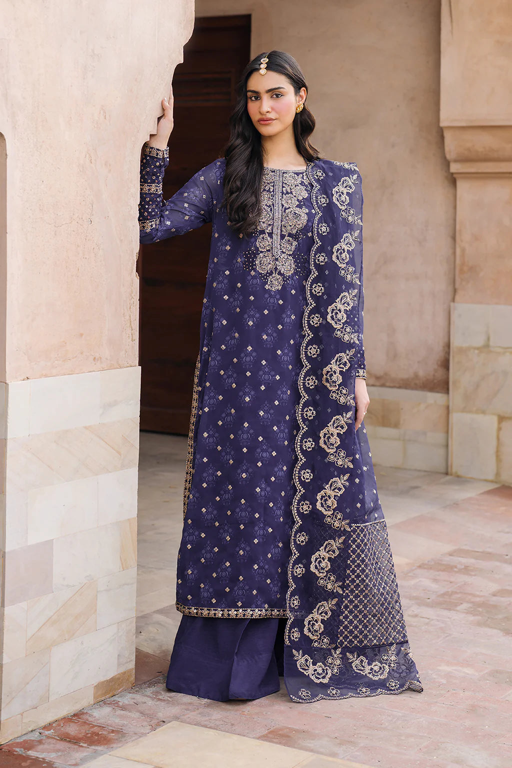 Iznik | Bandhani | UE-325 Embroidered Chiffon - House Of Hania