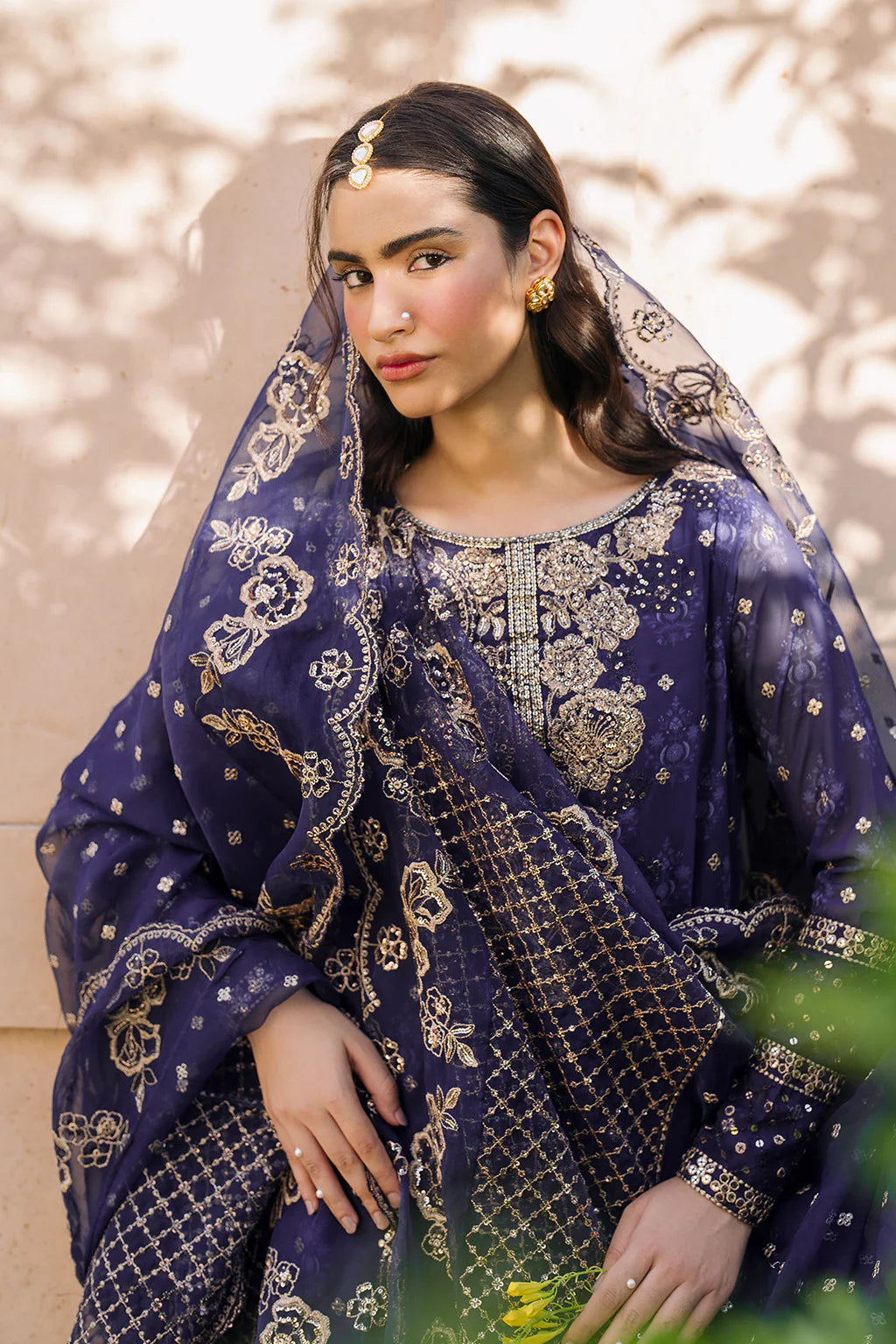 Iznik | Bandhani | UE-325 Embroidered Chiffon - House Of Hania