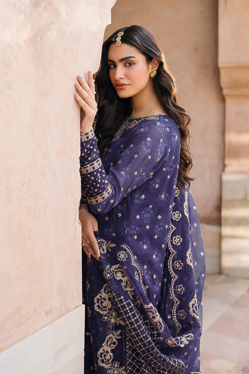 Iznik | Bandhani | UE-325 Embroidered Chiffon - House Of Hania