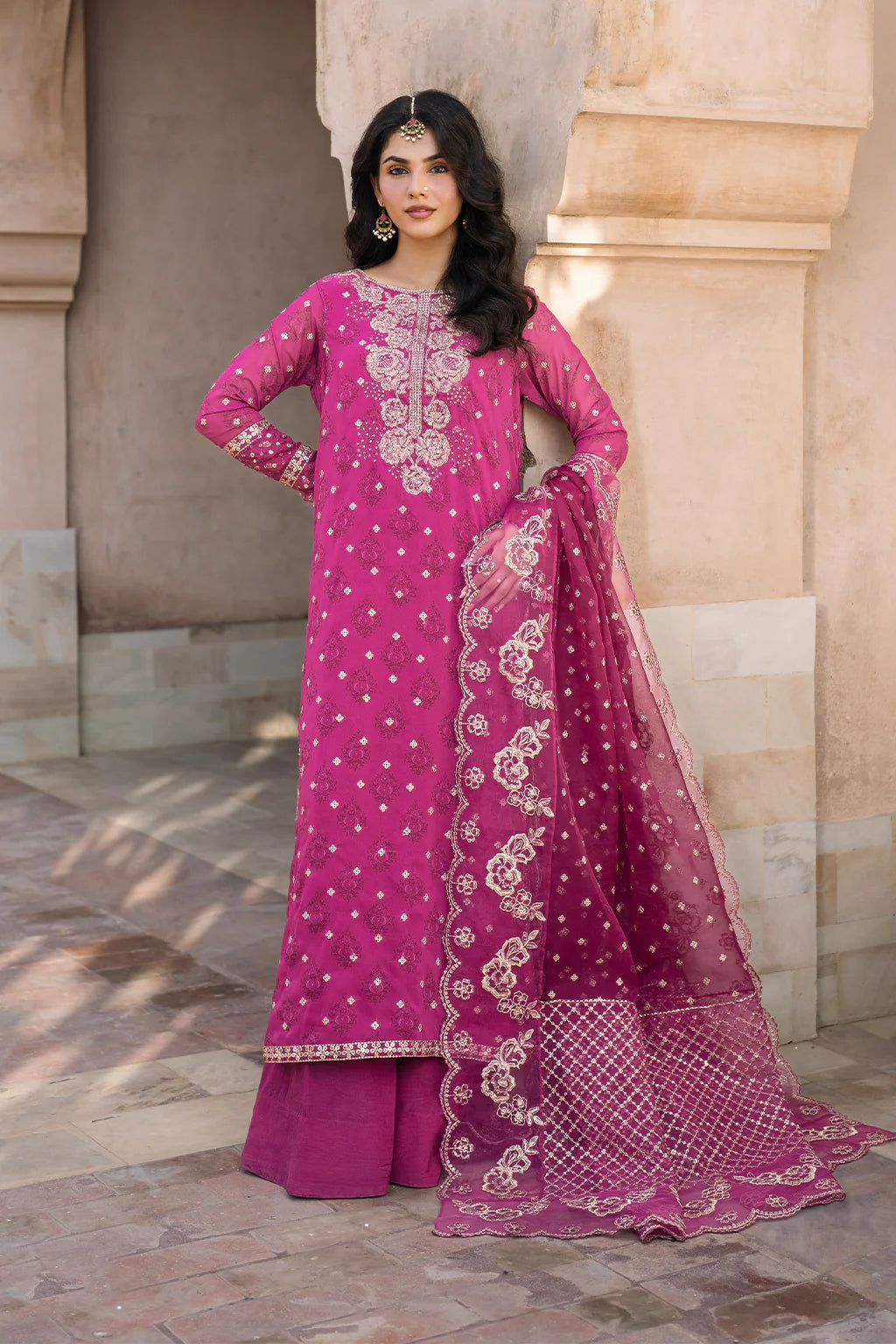 Iznik | Bandhani | UE-326 Embroidered Chiffon - House Of Hania