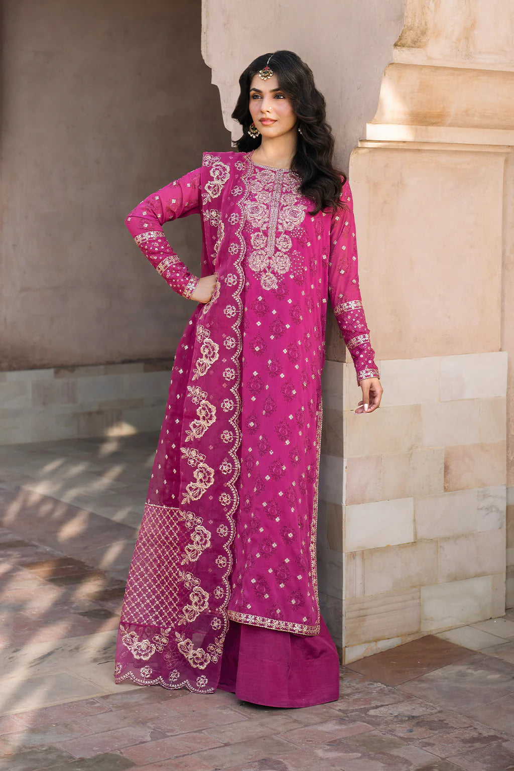 Iznik | Bandhani | UE-326 Embroidered Chiffon - House Of Hania