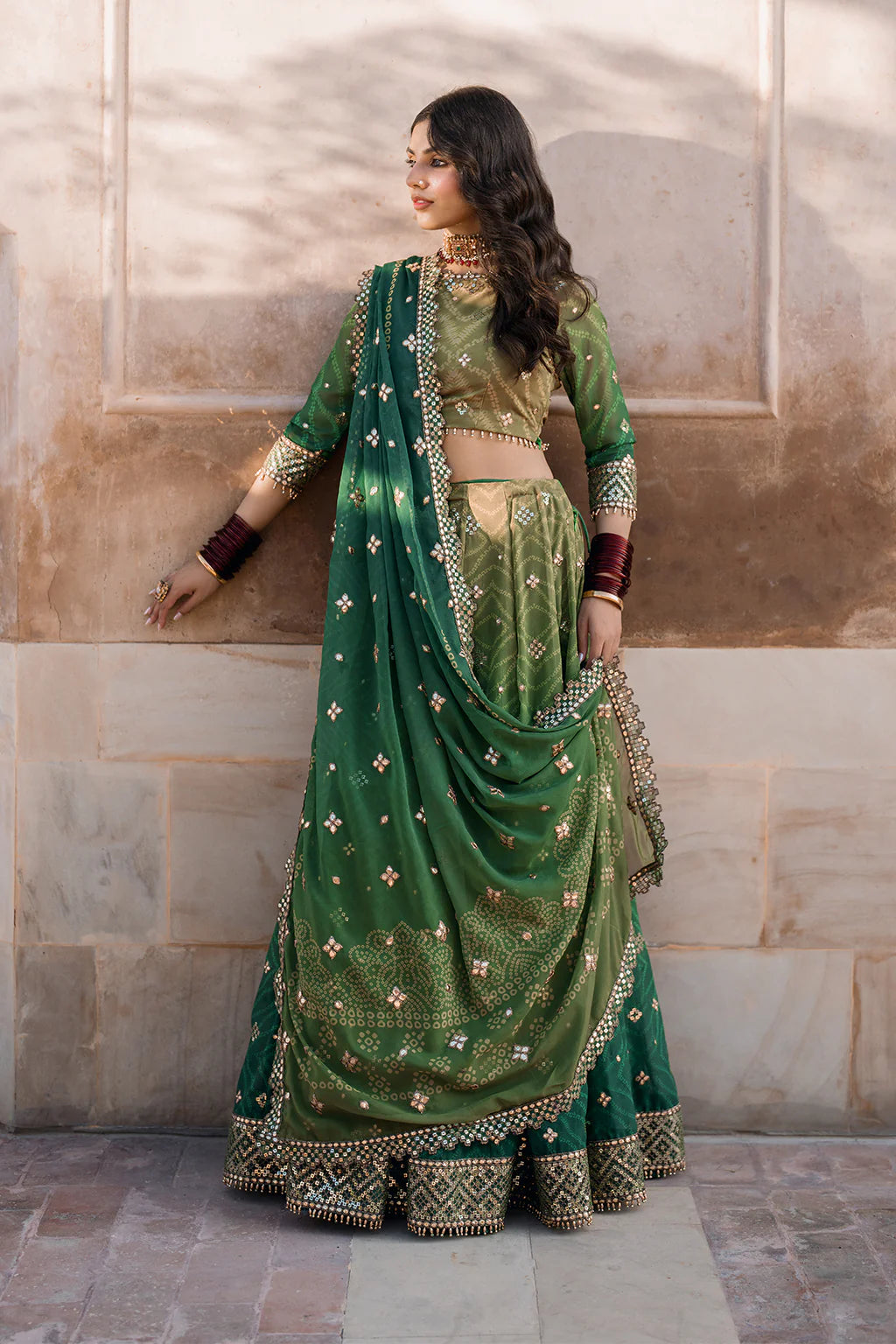 Iznik | Bandhani | UE-328 Embroidered Chiffon - House Of Hania