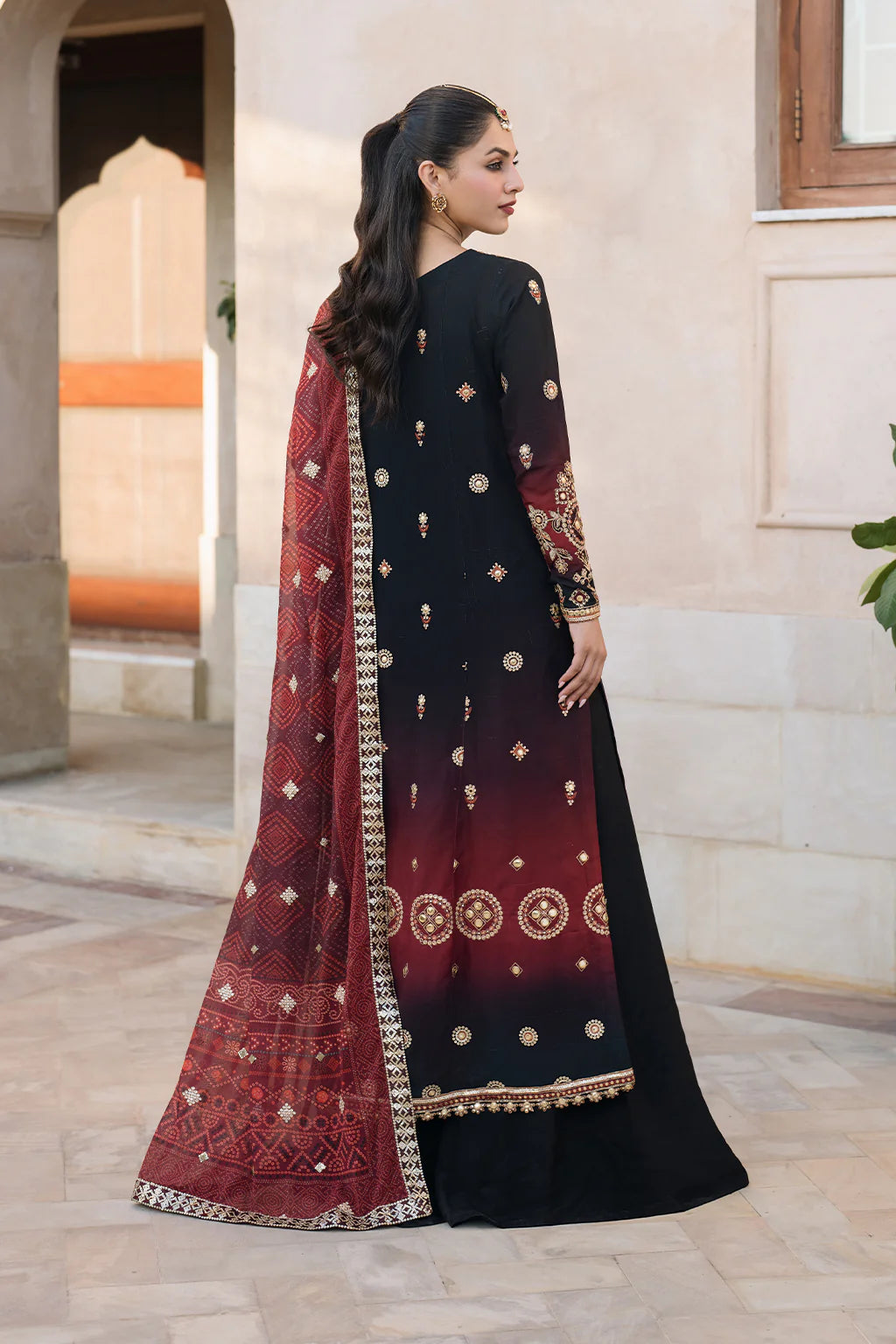 Iznik | Bandhani | UE-330 Embroidered Chiffon - House Of Hania