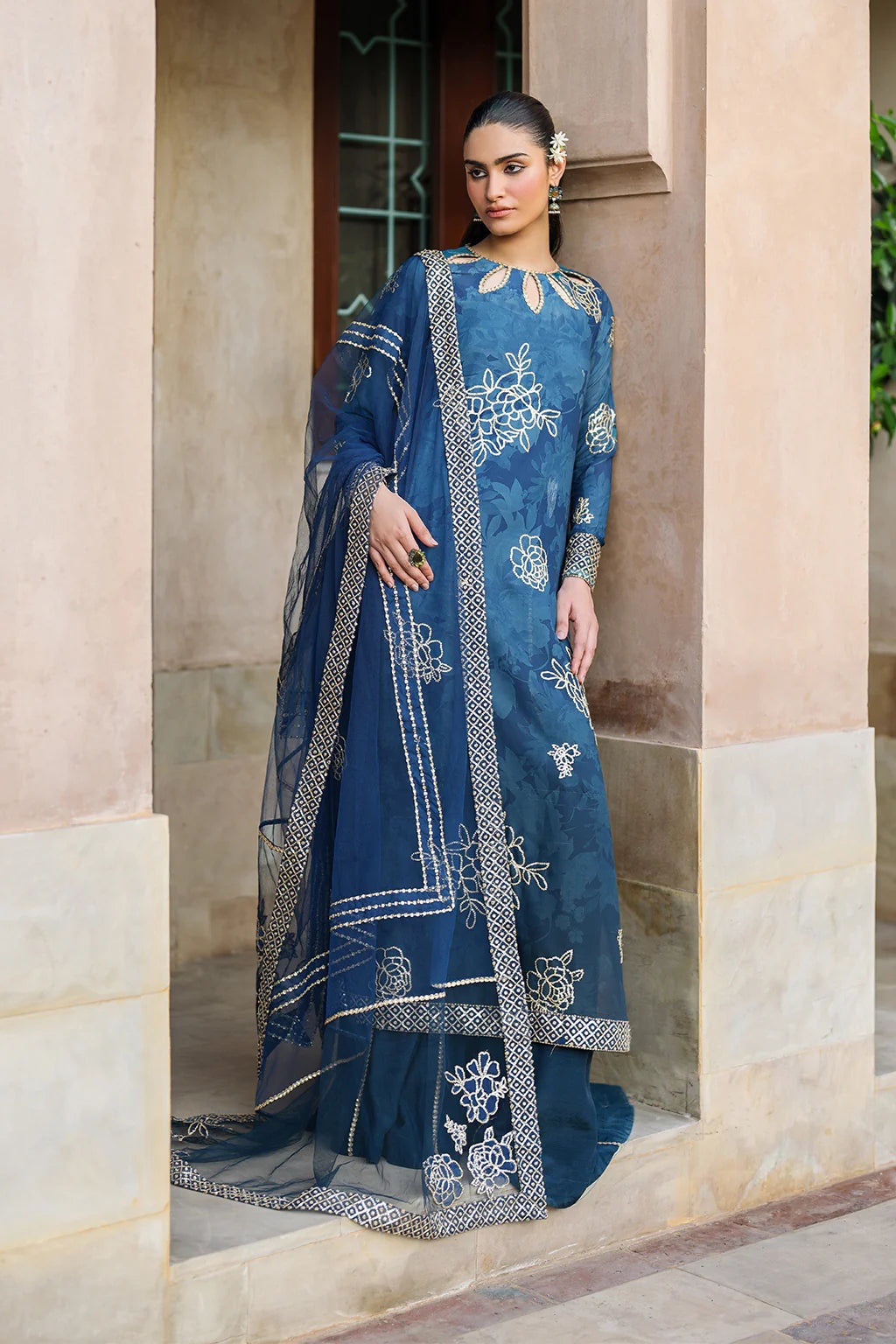 Iznik | Bandhani | UE-331 Embroidered Chiffon - House Of Hania