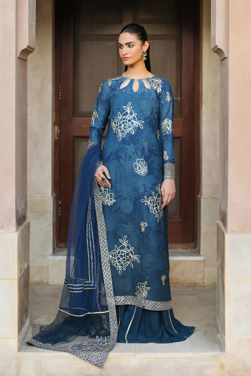 Iznik | Bandhani | UE-331 Embroidered Chiffon - House Of Hania