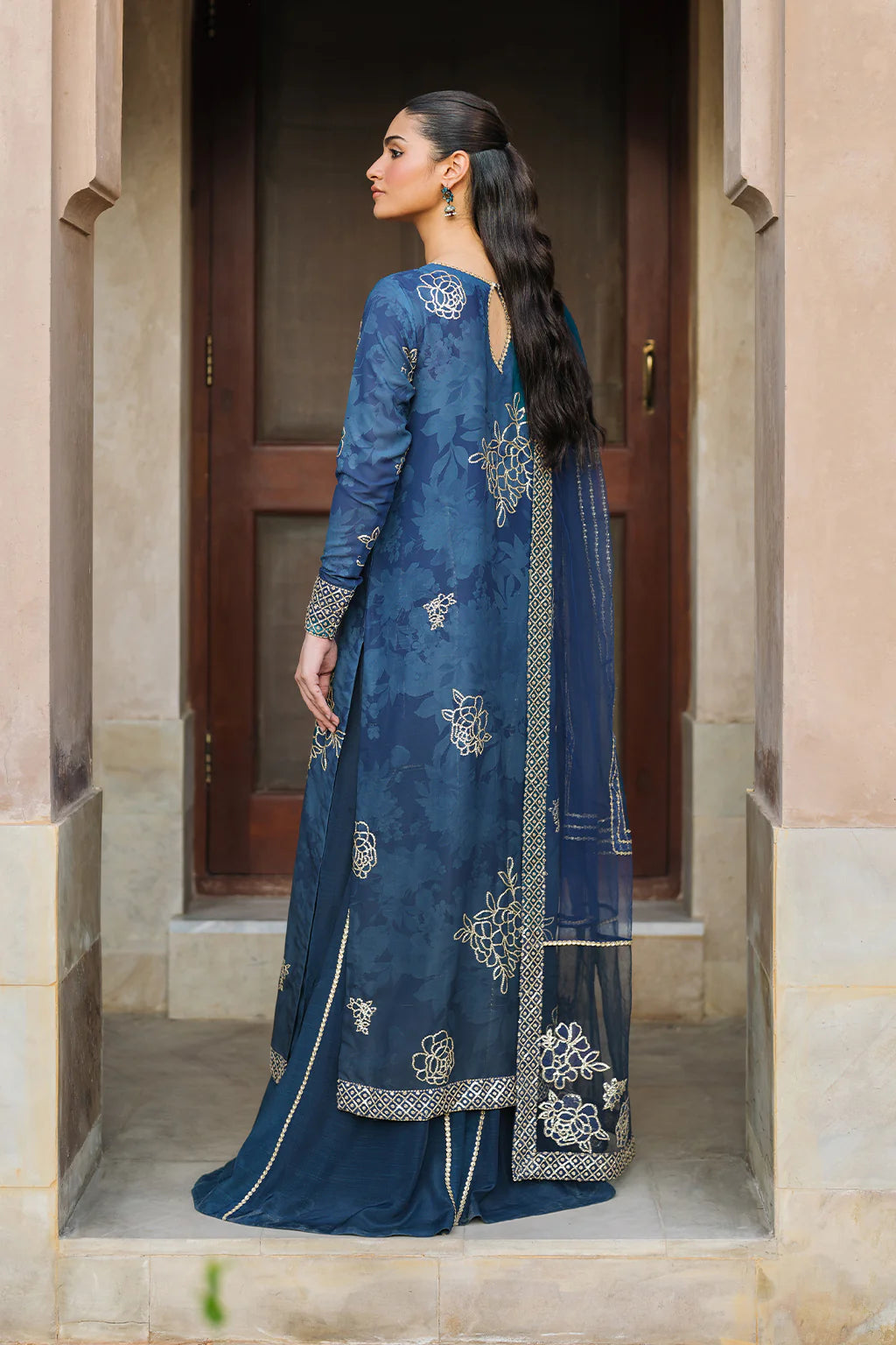 Iznik | Bandhani | UE-331 Embroidered Chiffon - House Of Hania