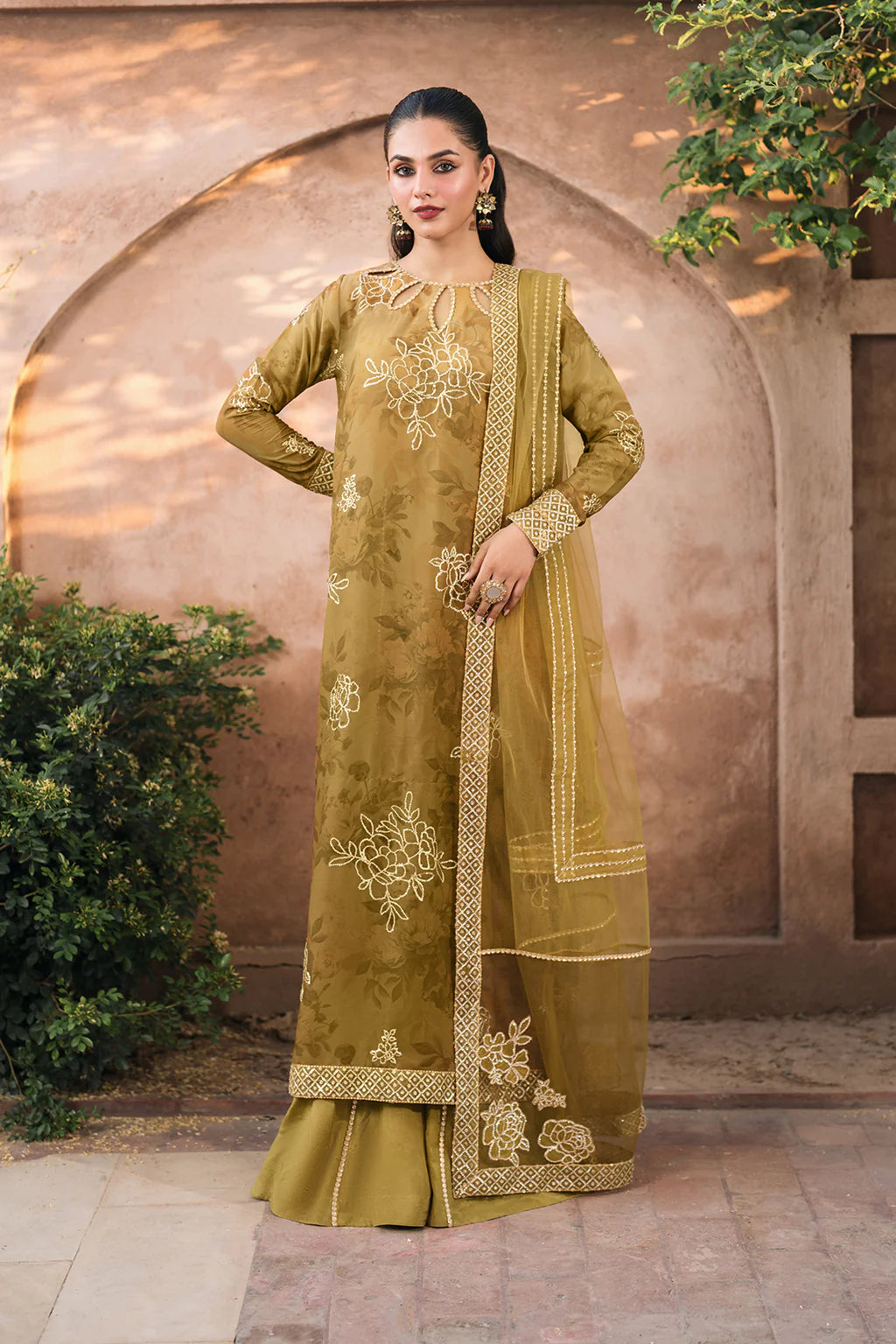 Iznik | Bandhani | UE-332 Embroidered Chiffon - House Of Hania