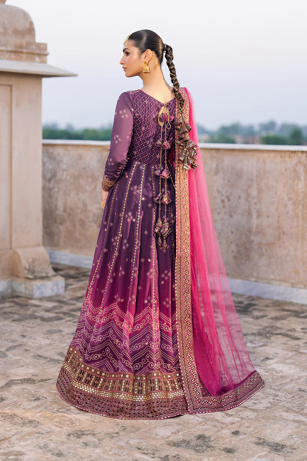 Iznik | Bandhani | UE-333 Embroidered Chiffon - House Of Hania