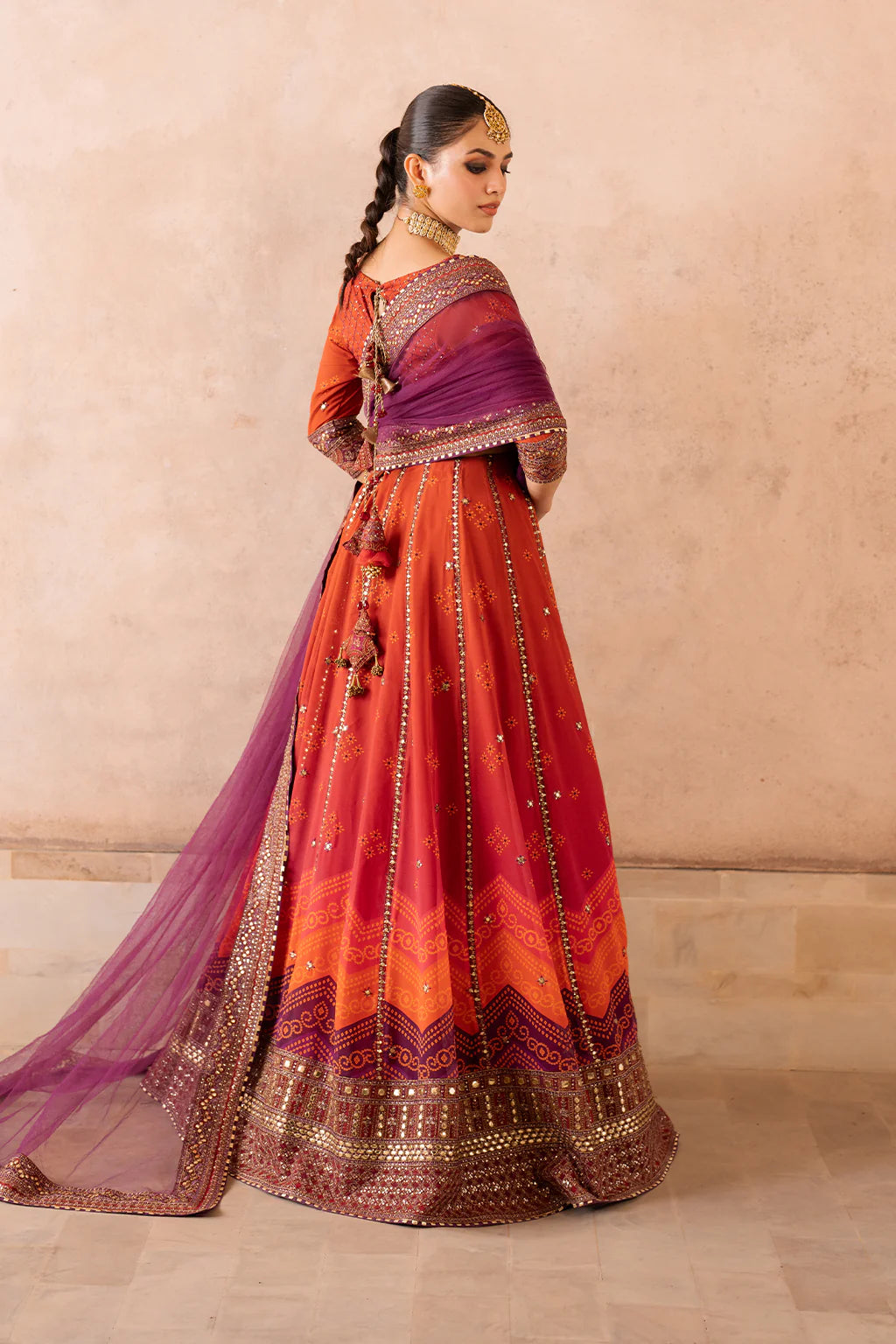 Iznik | Bandhani | UE-334 Embroidered Chiffon - House Of Hania