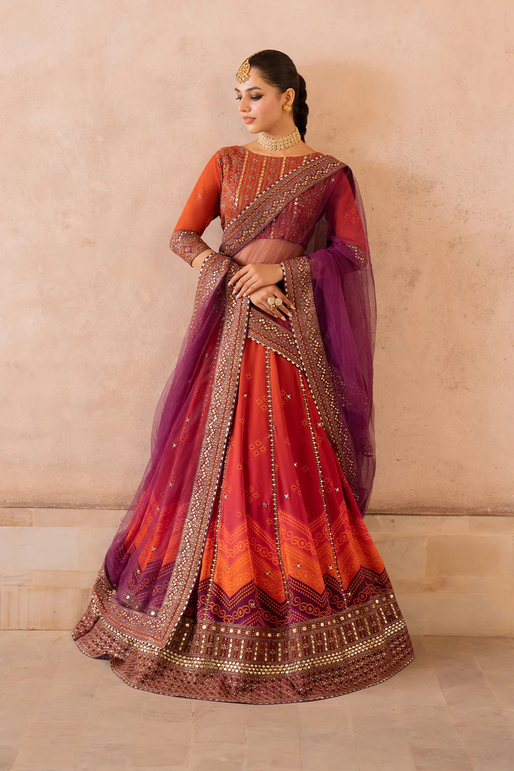 Iznik | Bandhani | UE-334 Embroidered Chiffon - House Of Hania
