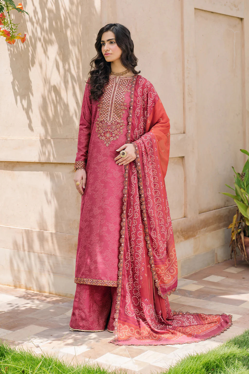 Iznik | Bandhani | UE-336 Embroidered Chiffon - House Of Hania