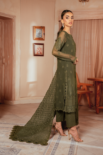 Iznik | Chiffon Kari | ICK-05 Embroidered Chiffon - House Of Hania