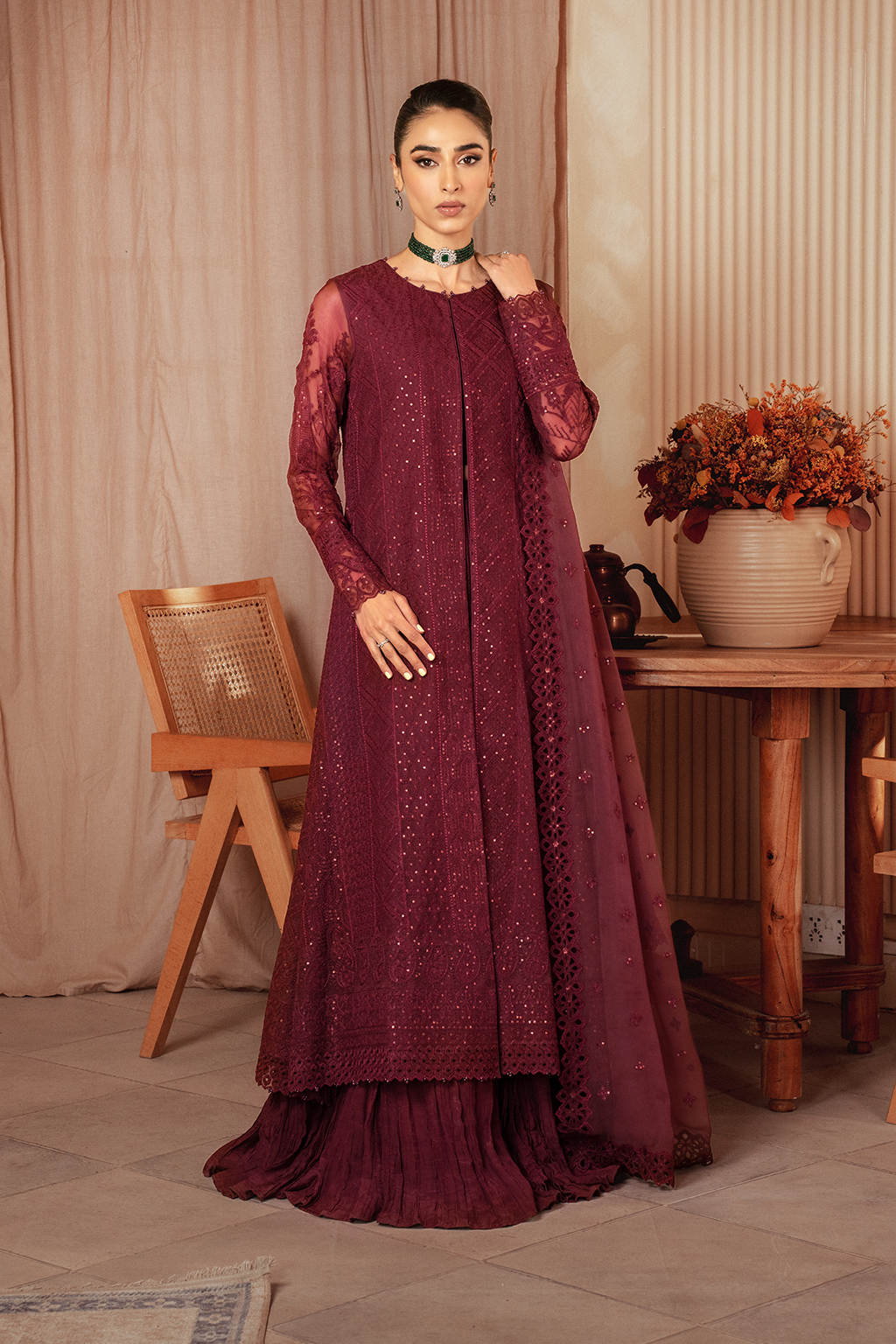 Iznik | Chiffonkari Formals | ICK-01 Embroidered Chiffon - House Of Hania