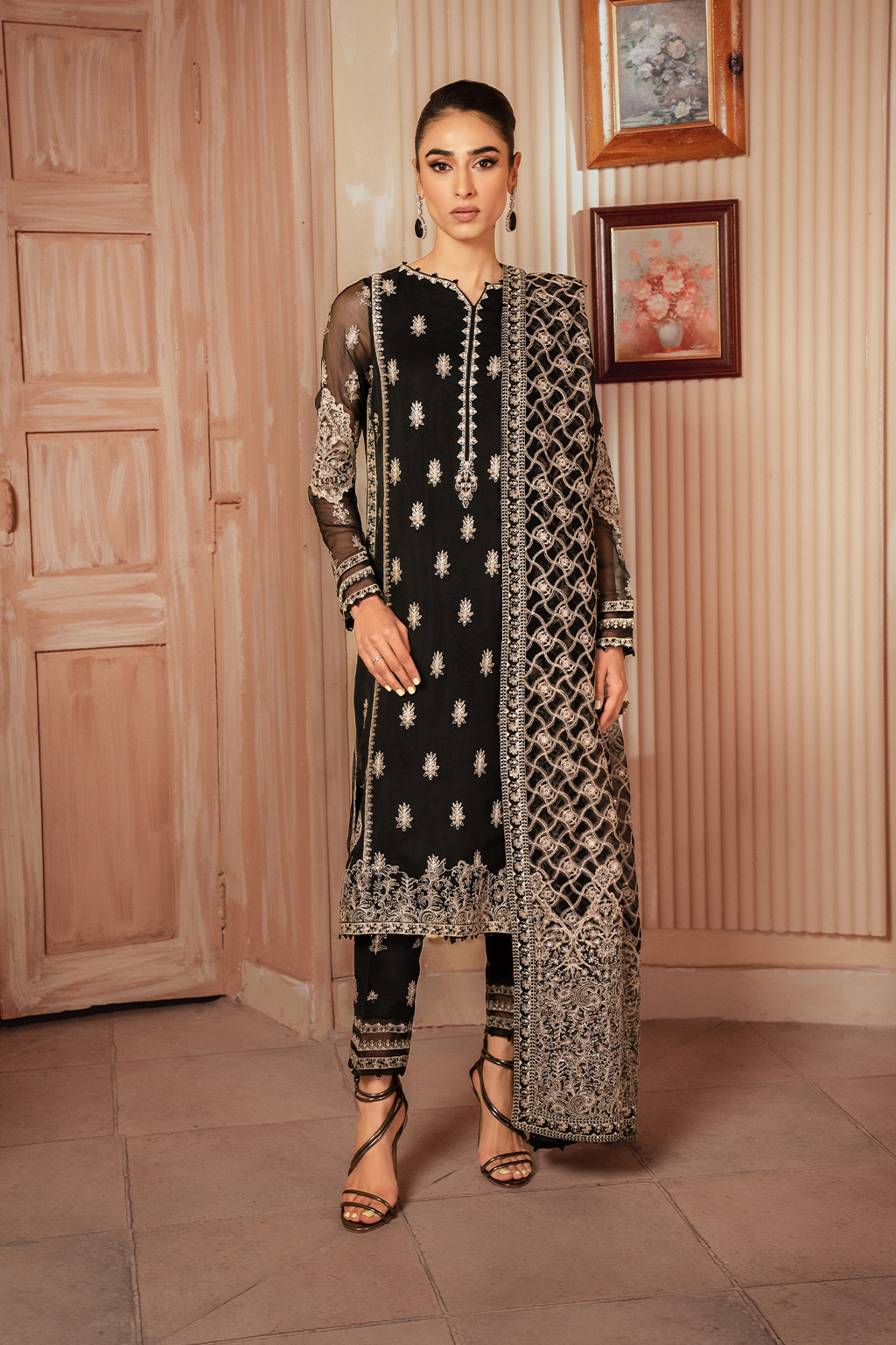 Iznik | Chiffonkari Formals | ICK-03 Embroidered Chiffon - House Of Hania