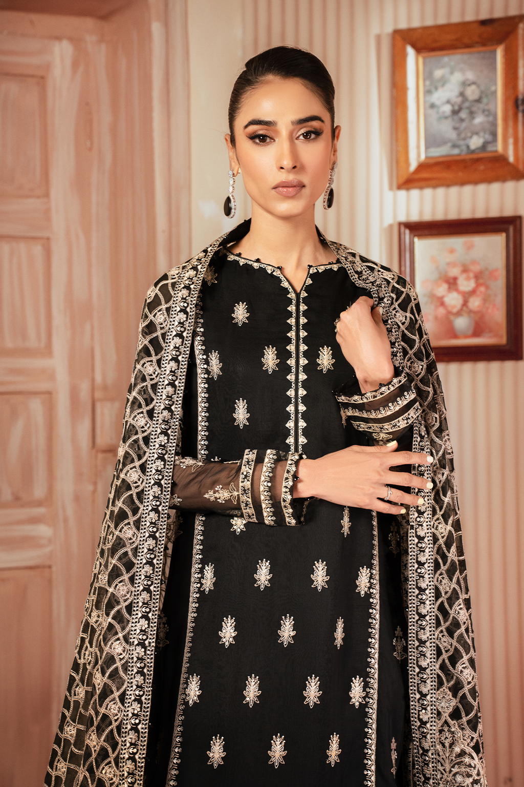 Iznik | Chiffonkari Formals | ICK-03 Embroidered Chiffon - House Of Hania