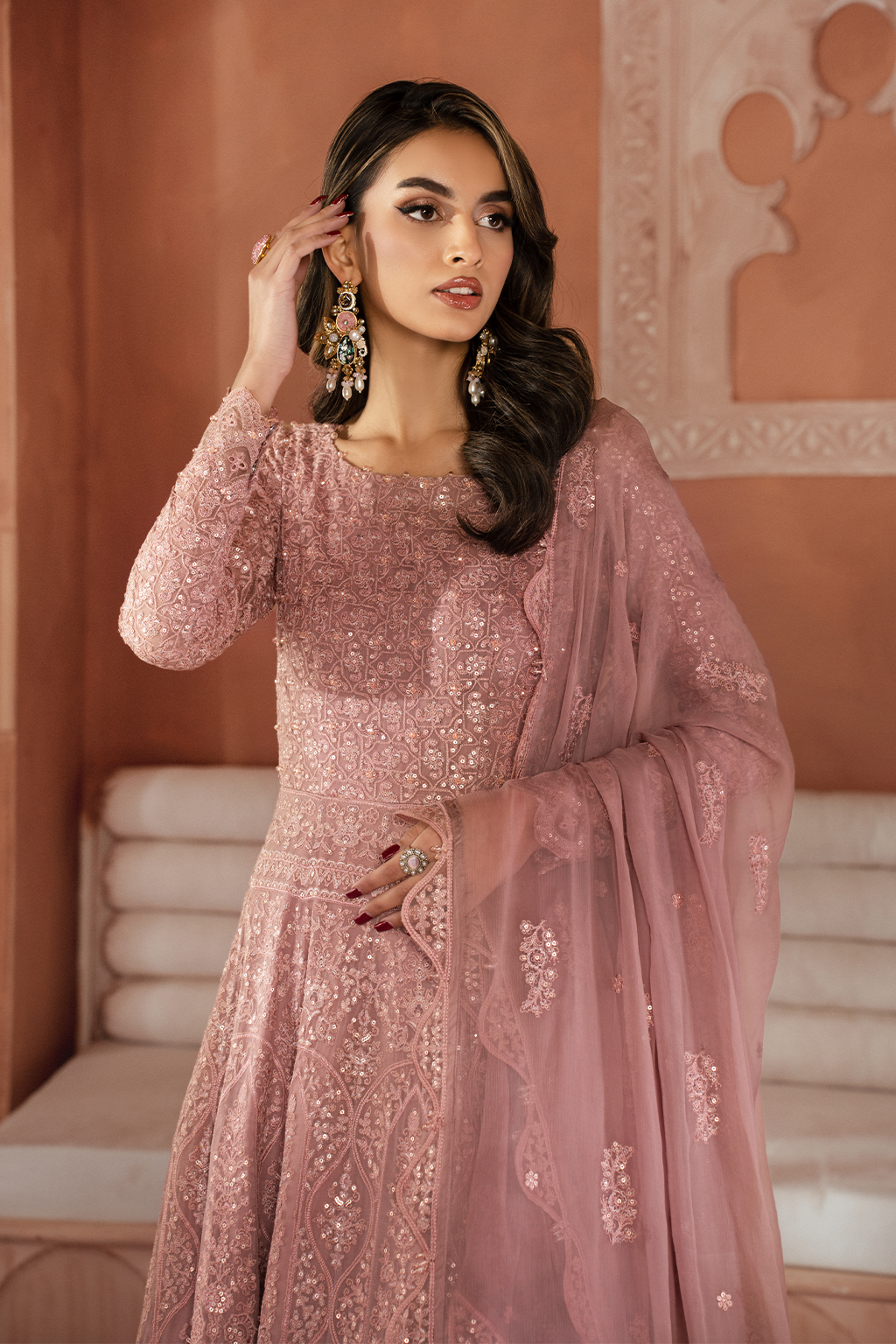 Iznik | Chiffonkari Formals | ICK-04 Embroidered Chiffon - House Of Hania