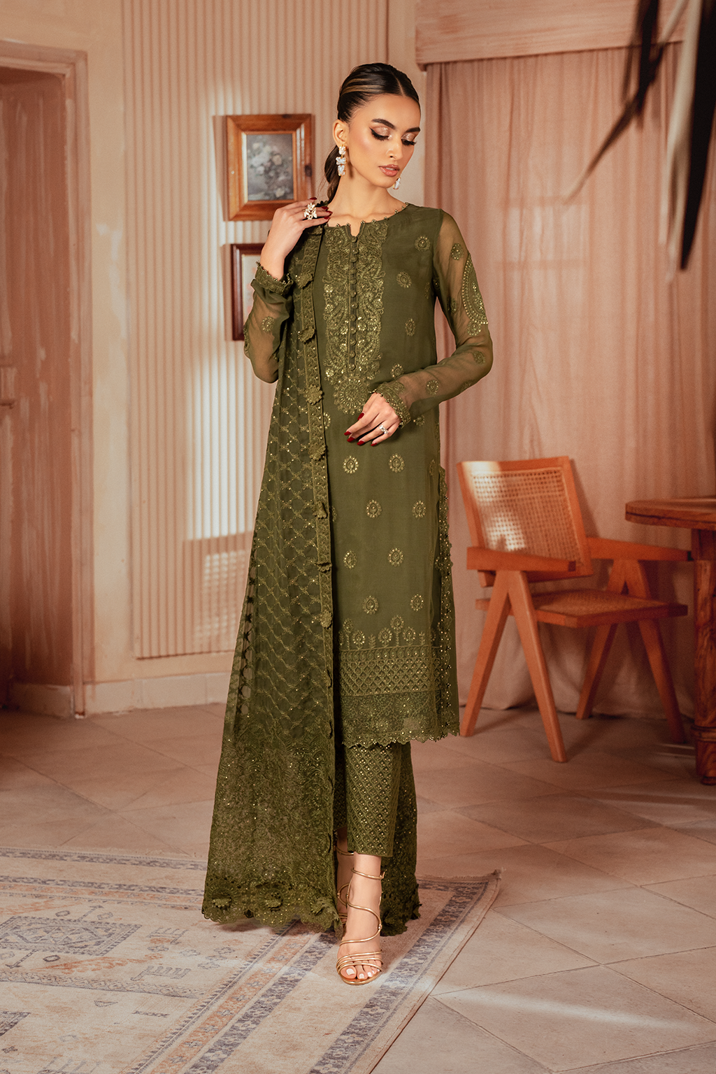 Iznik | Chiffonkari Formals | ICK-05 Embroidered Chiffon - House Of Hania