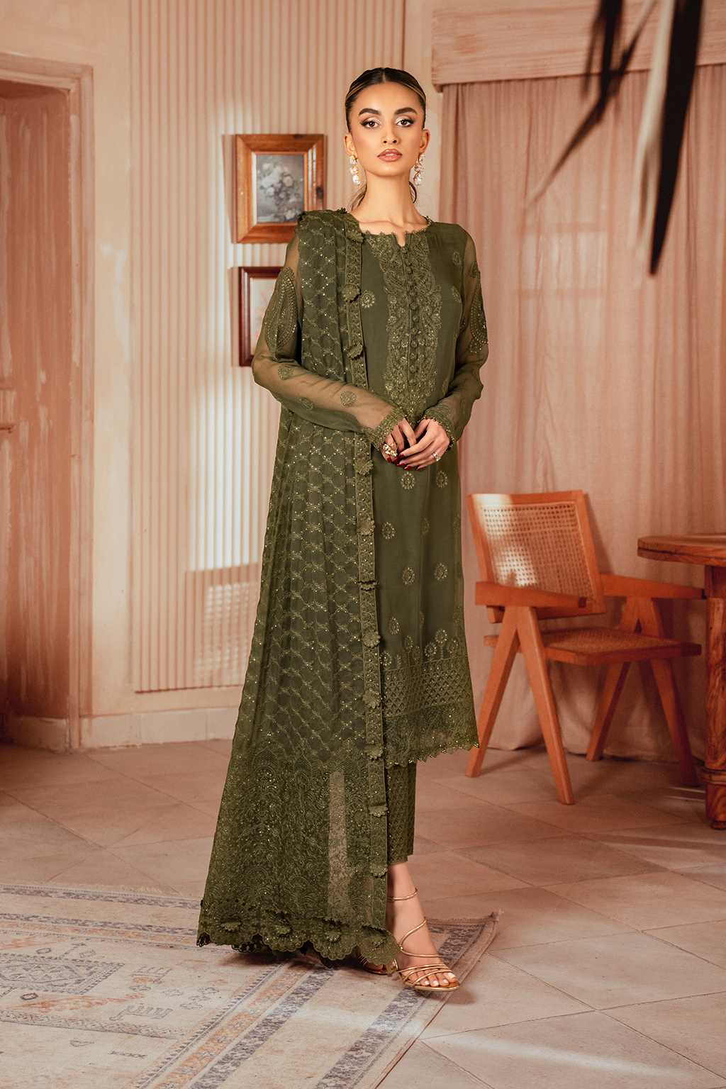 Iznik | Chiffonkari Formals | ICK-05 Embroidered Chiffon - House Of Hania
