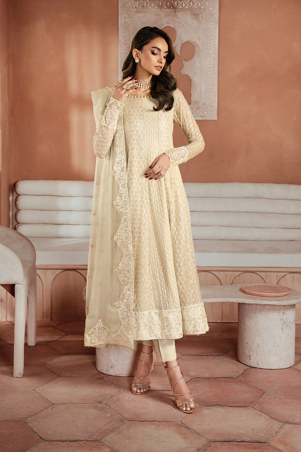 Iznik | Chiffonkari Formals | ICK-06 Embroidered Chiffon - House Of Hania