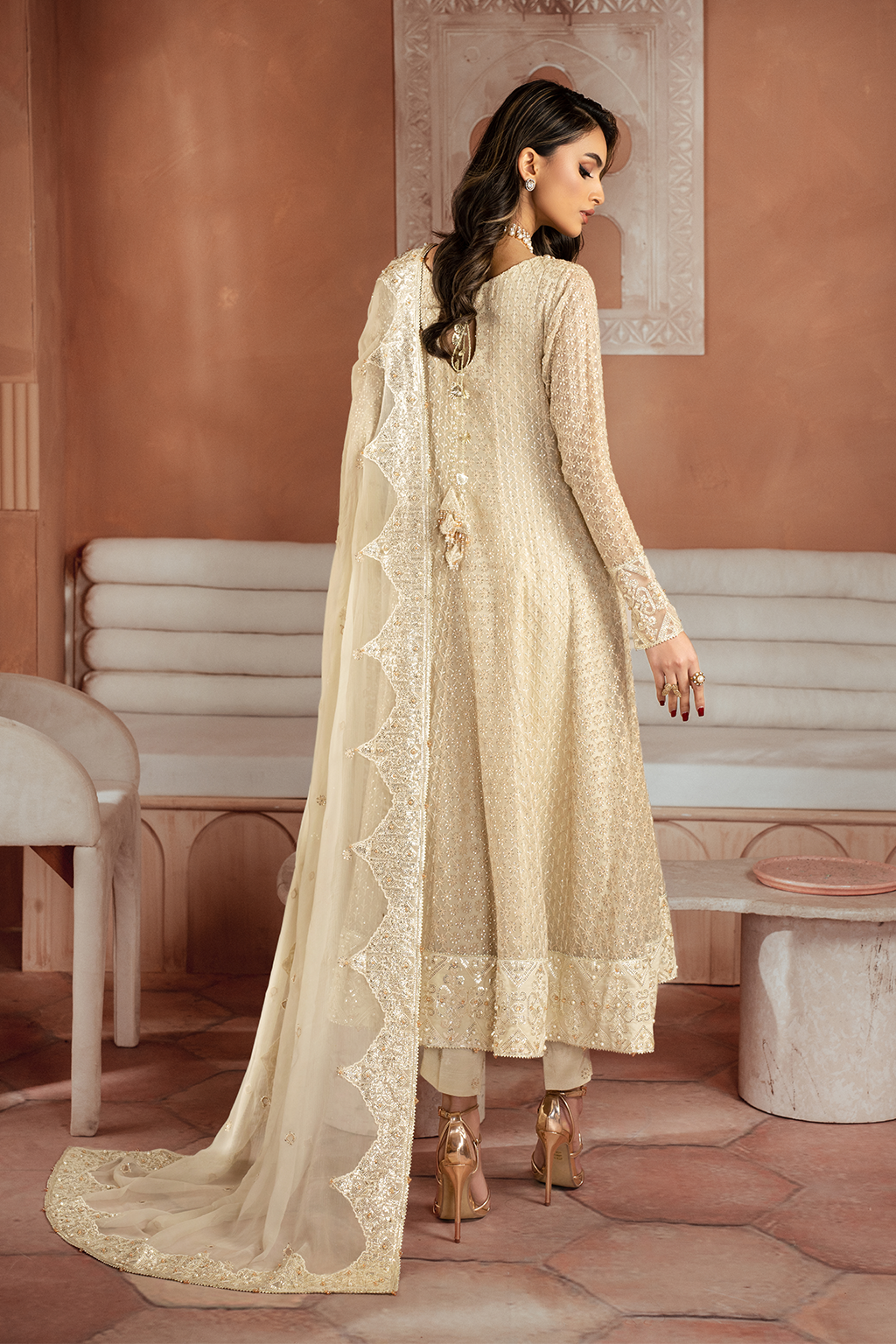 Iznik | Chiffonkari Formals | ICK-06 Embroidered Chiffon - House Of Hania