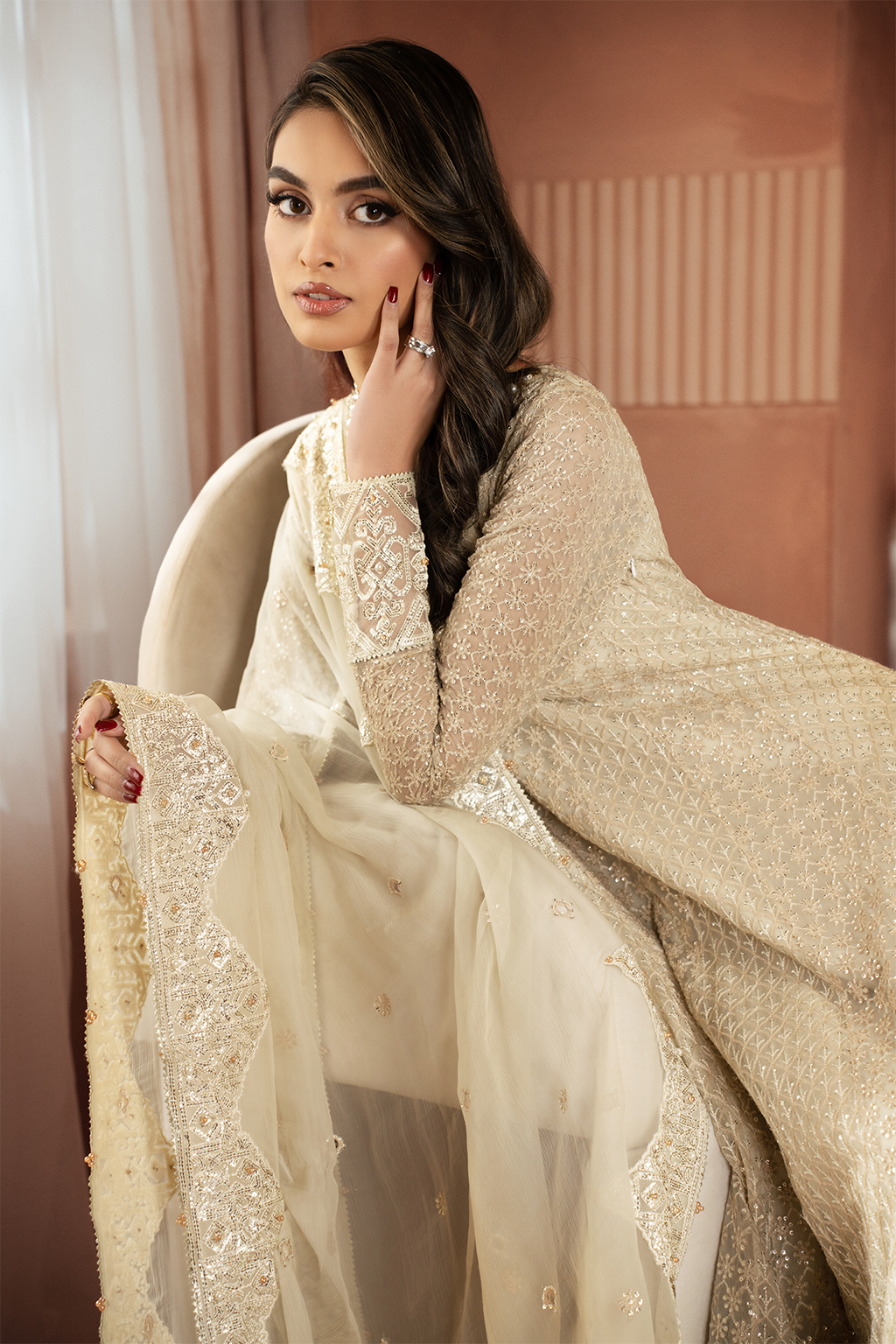 Iznik | Chiffonkari Formals | ICK-06 Embroidered Chiffon - House Of Hania