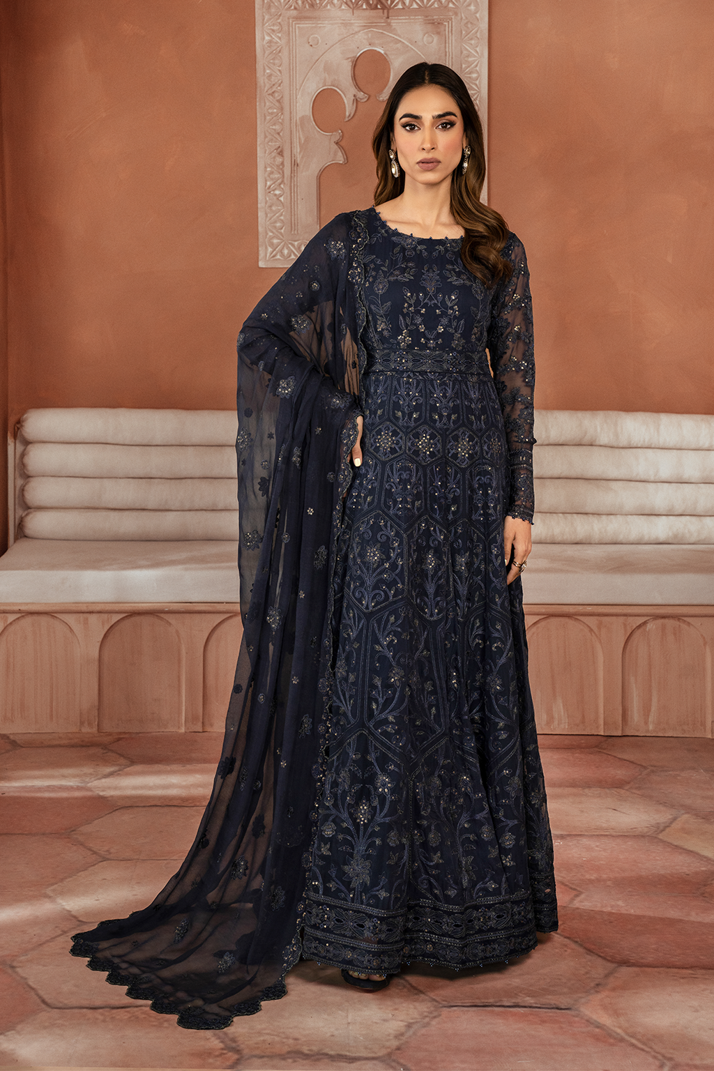 Iznik | Chiffonkari Formals | ICK-07 Embroidered Chiffon - House Of Hania