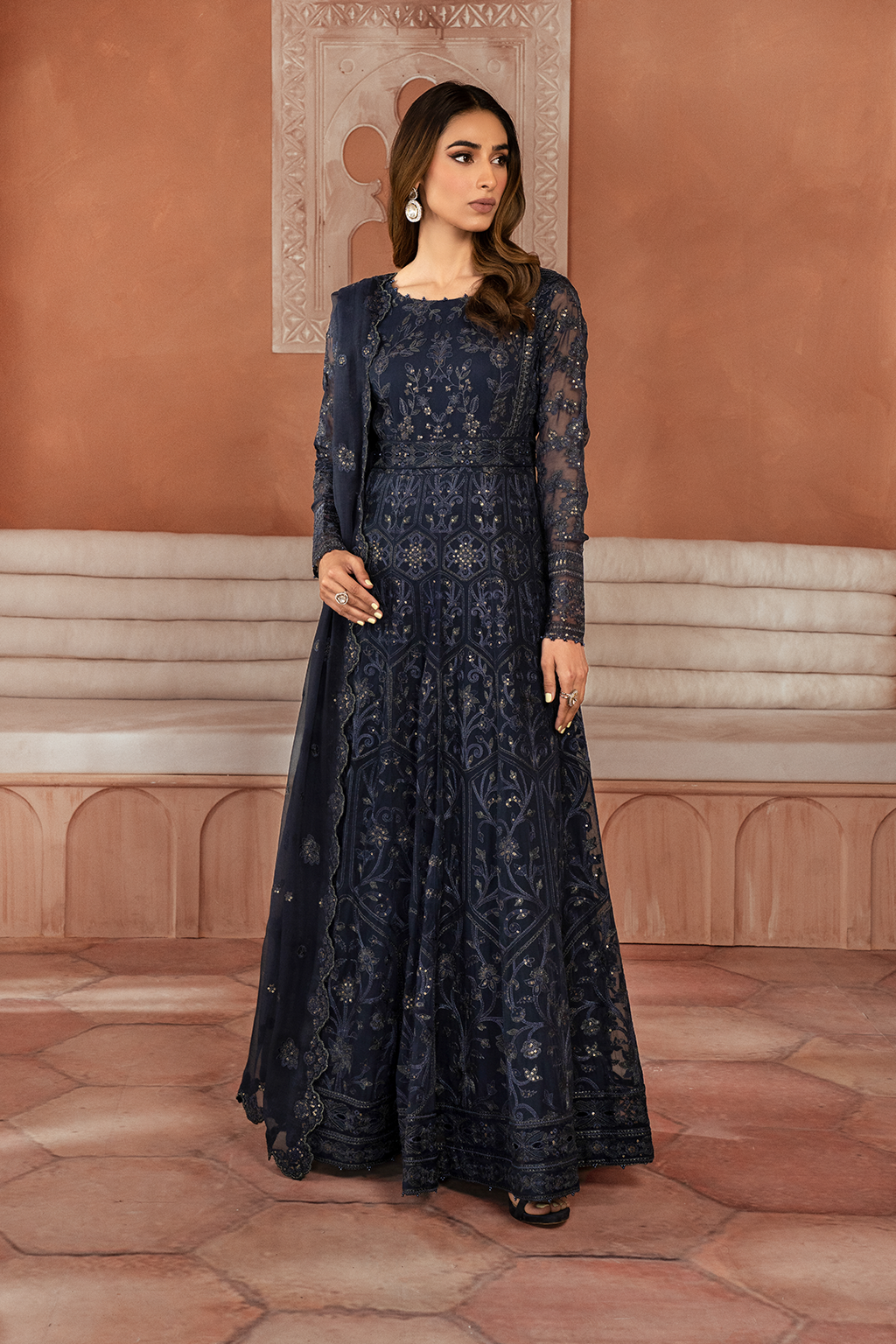 Iznik | Chiffonkari Formals | ICK-07 Embroidered Chiffon - House Of Hania