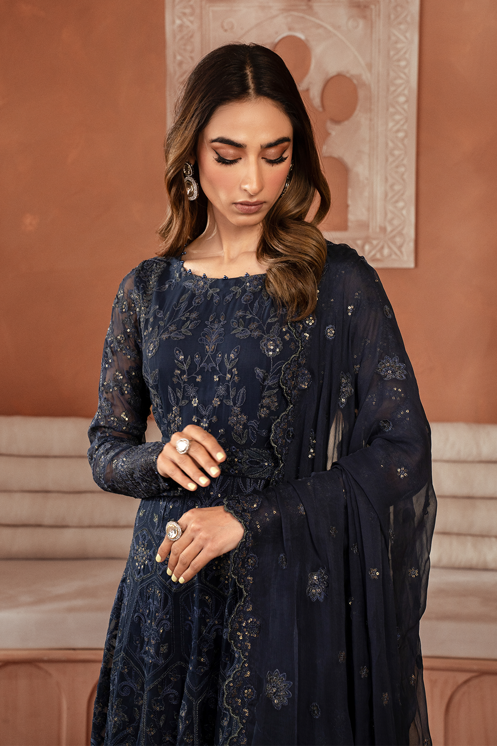 Iznik | Chiffonkari Formals | ICK-07 Embroidered Chiffon - House Of Hania