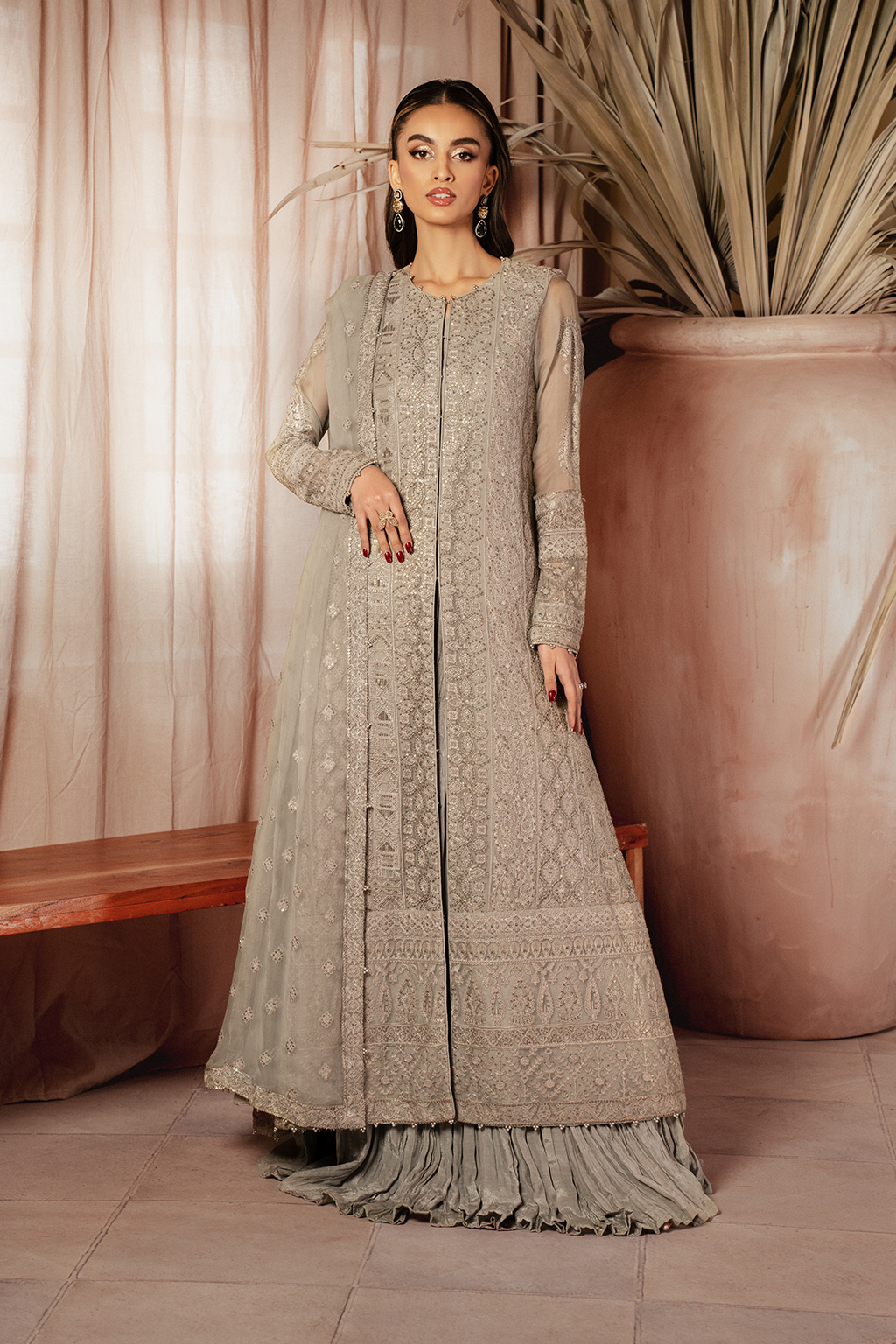 Iznik | Chiffonkari Formals | ICK-08 Embroidered Chiffon - House Of Hania