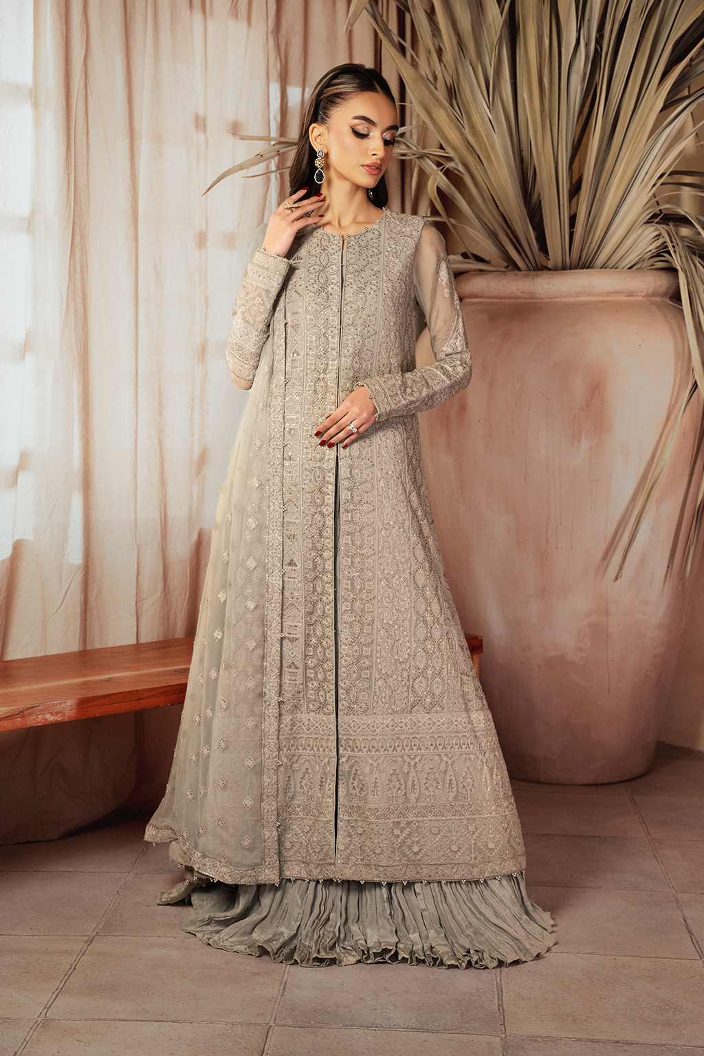 Iznik | Chiffonkari Formals | ICK-08 Embroidered Chiffon - House Of Hania