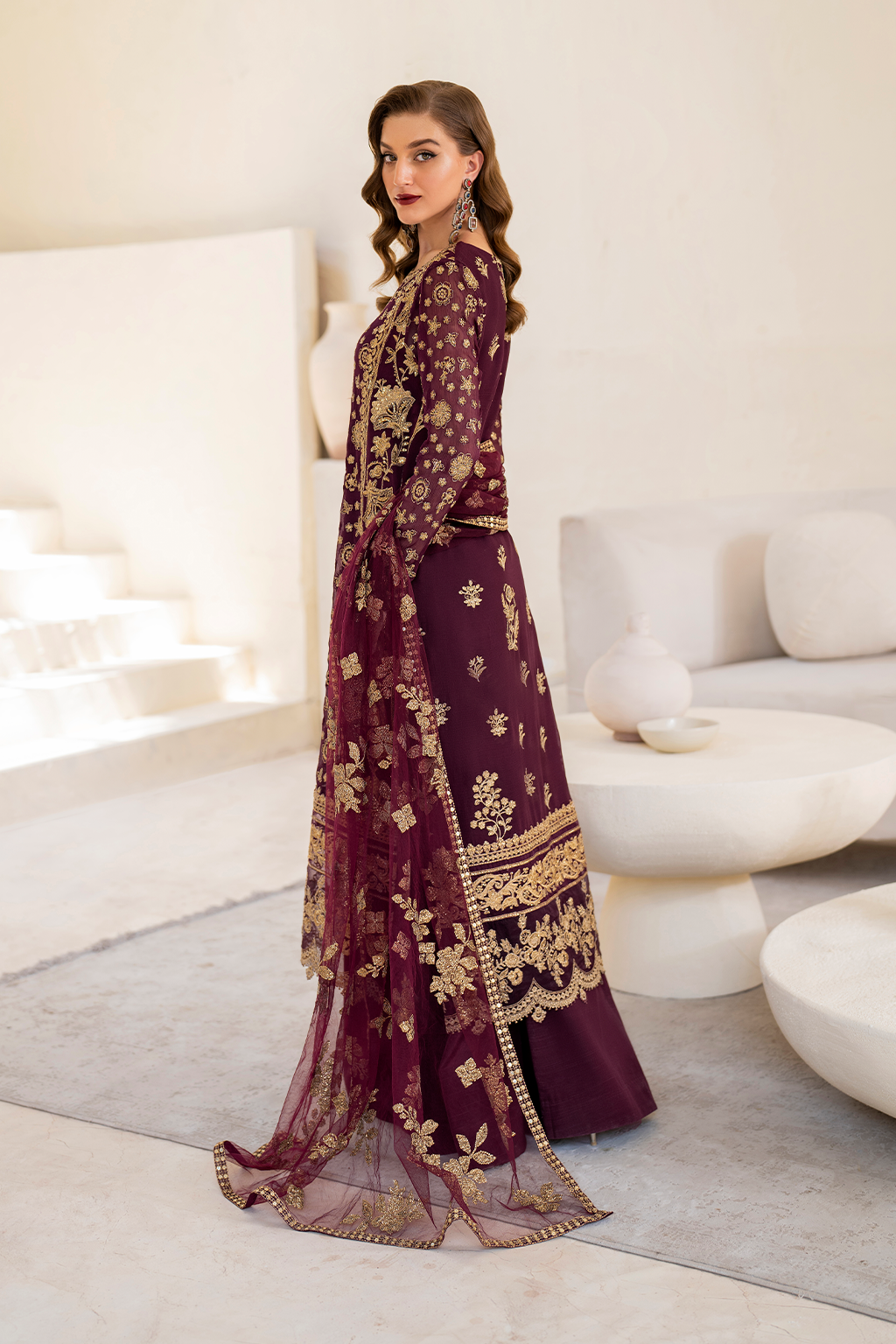 Iznik | Chinnon Chiffon | CC-42 Embroidered Chiffon - House Of Hania