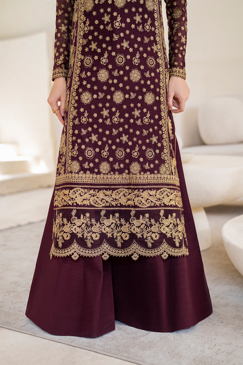 Iznik | Chinnon Chiffon | CC-42 Embroidered Chiffon - House Of Hania