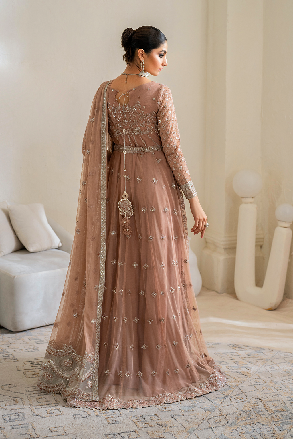 Iznik | Chinnon Chiffon | CC-43 Embroidered Net - House Of Hania