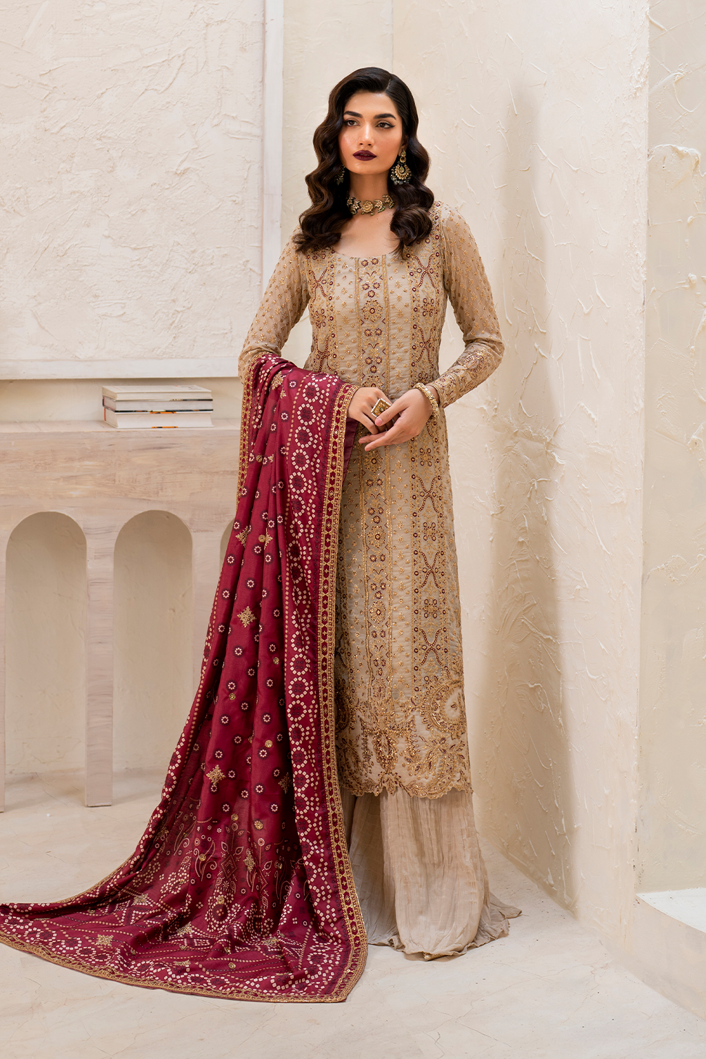 Iznik | Chinnon Chiffon | CC-44 Embroidered Chiffon - House Of Hania
