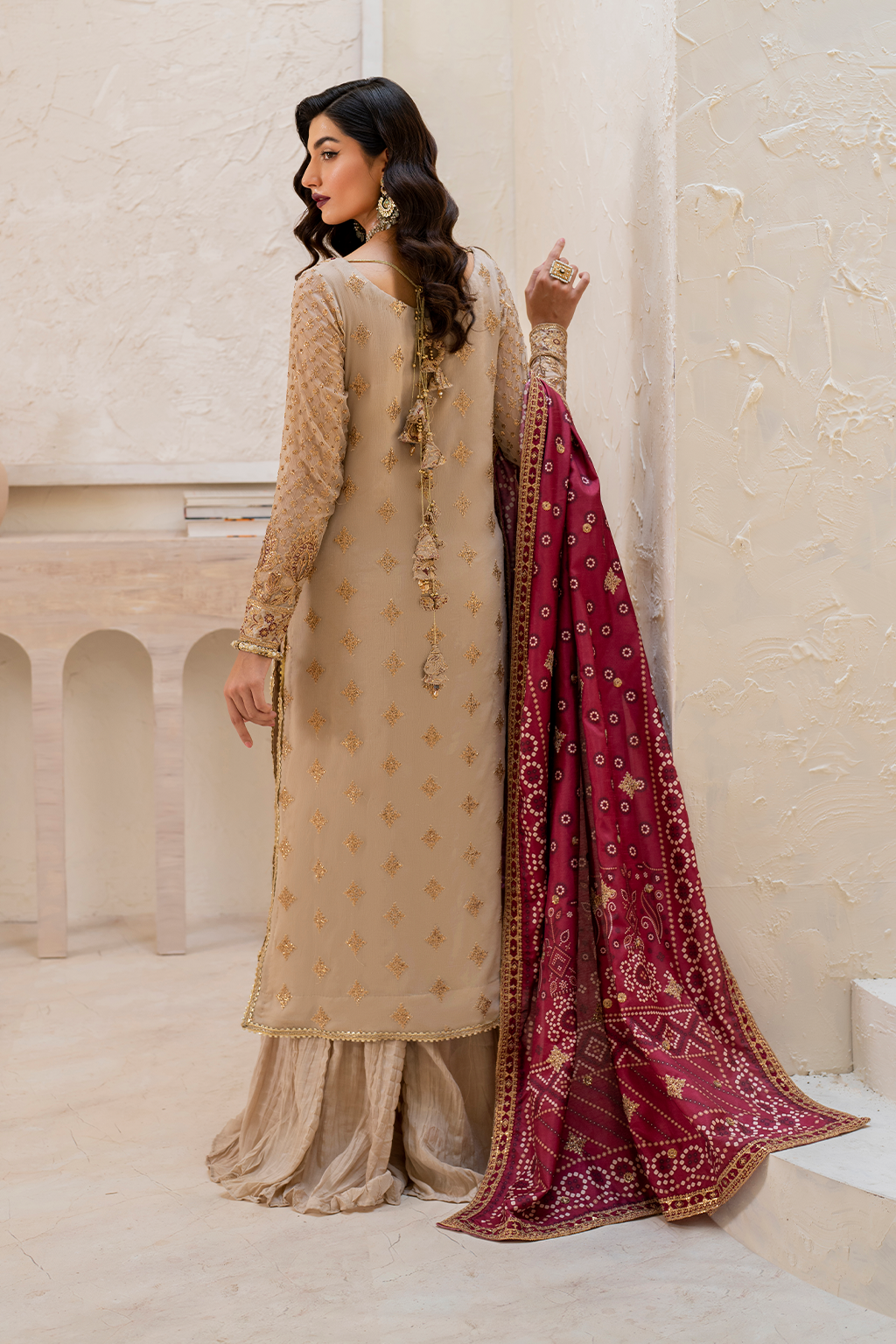 Iznik | Chinnon Chiffon | CC-44 Embroidered Chiffon - House Of Hania