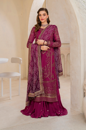 Iznik | Chinnon Chiffon | CC-45 Embroidered Chiffon - House Of Hania