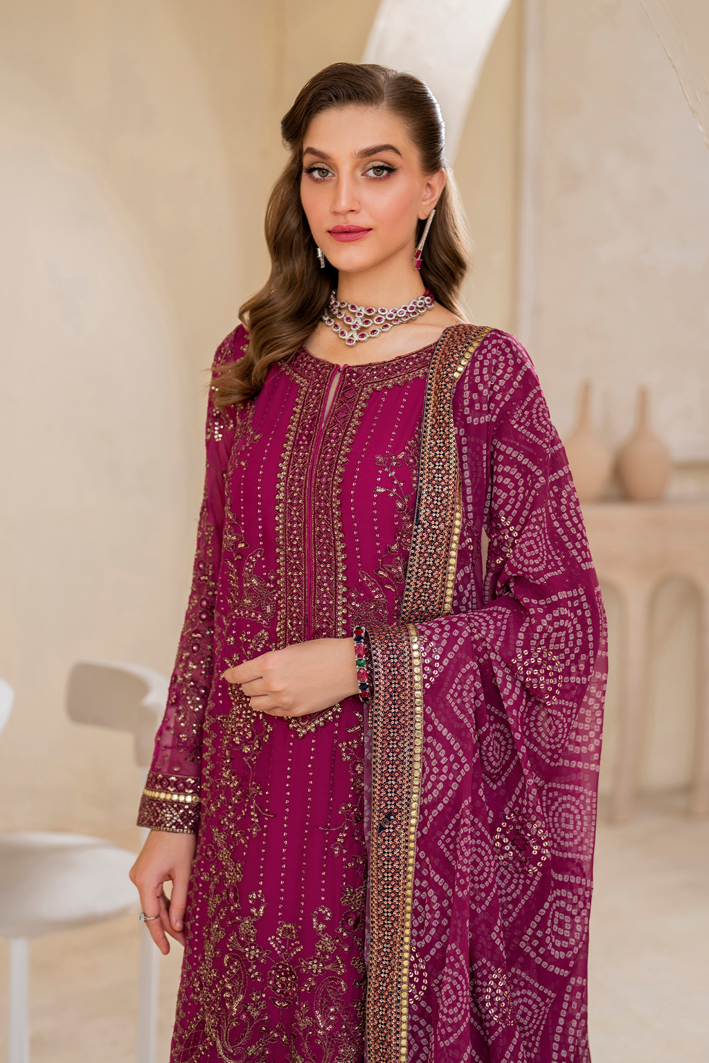 Iznik | Chinnon Chiffon | CC-45 Embroidered Chiffon - House Of Hania