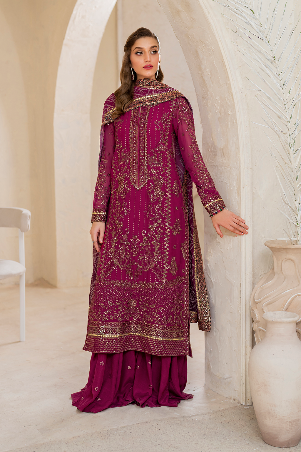 Iznik | Chinnon Chiffon | CC-45 Embroidered Chiffon - House Of Hania